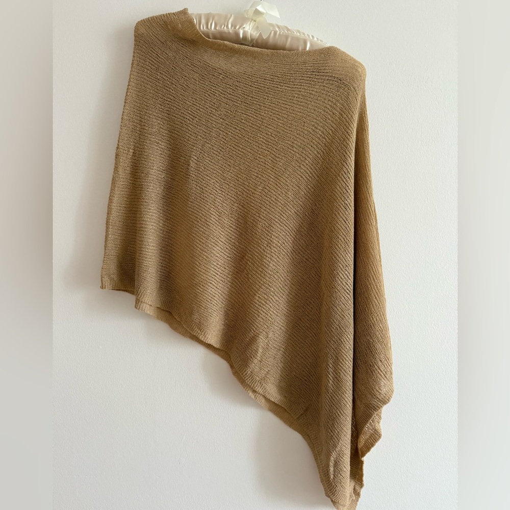 Lightweight Camel/ Gold Knit Poncho / Swim Cover Up